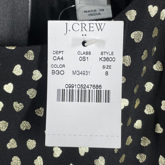 NEW J Crew Dress Womens 8 black gold heart shift preppy a line - Picture 5 of 9